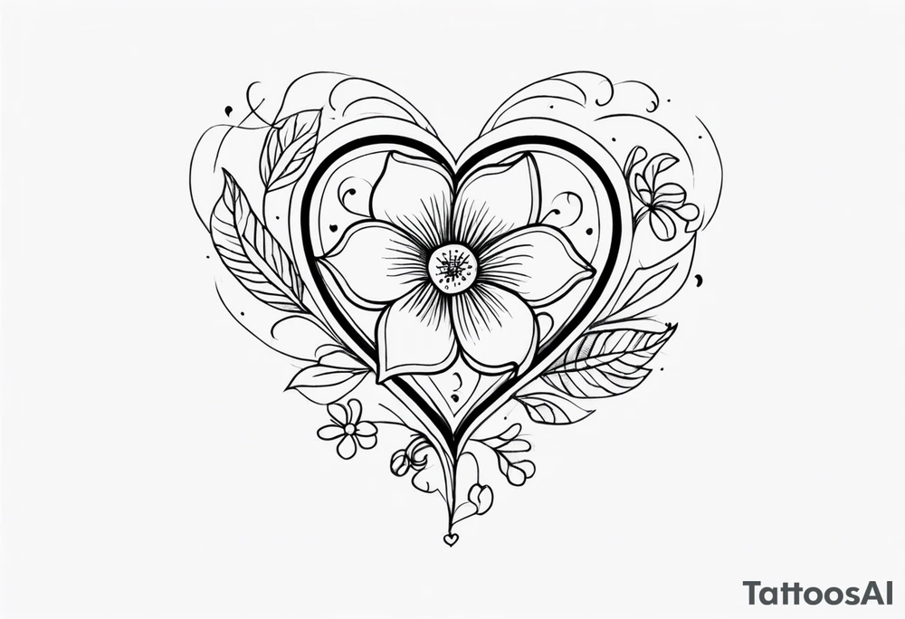 Flower in a heart tattoo idea