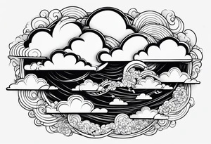 clouds minimalist in japanese tattoo style without any buildings tattoo idea