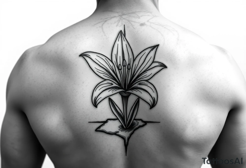 lily coming up out of the tile floor tattoo idea