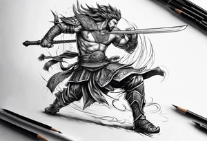 A warrior fighting by him self tattoo idea