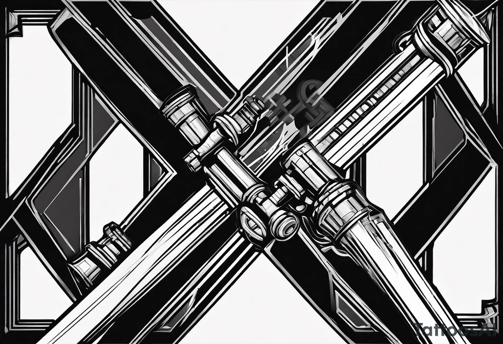 2 Lightsabers overlapping to make an "X" and in the spaces between the put the letters A,J,L and N. tattoo idea