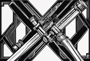 2 Lightsabers overlapping to make an "X" and in the spaces between the put the letters A,J,L and N. tattoo idea