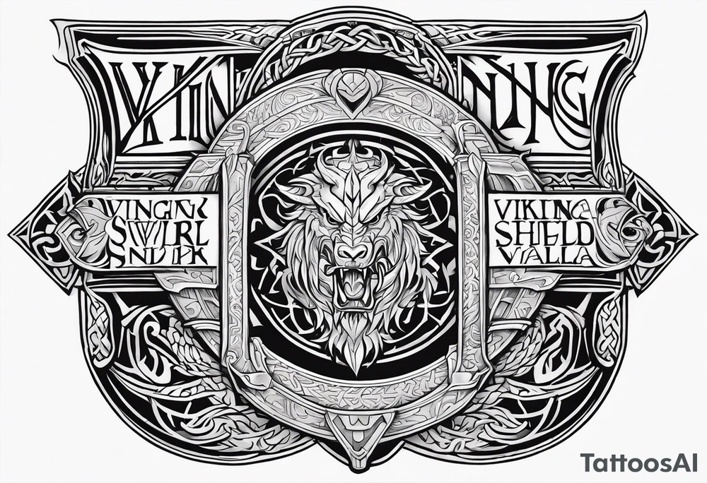 Viking sword Valhalla dragon shield tattoo idea