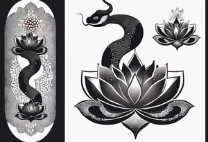 Snake with lotus and mandela tattoo idea