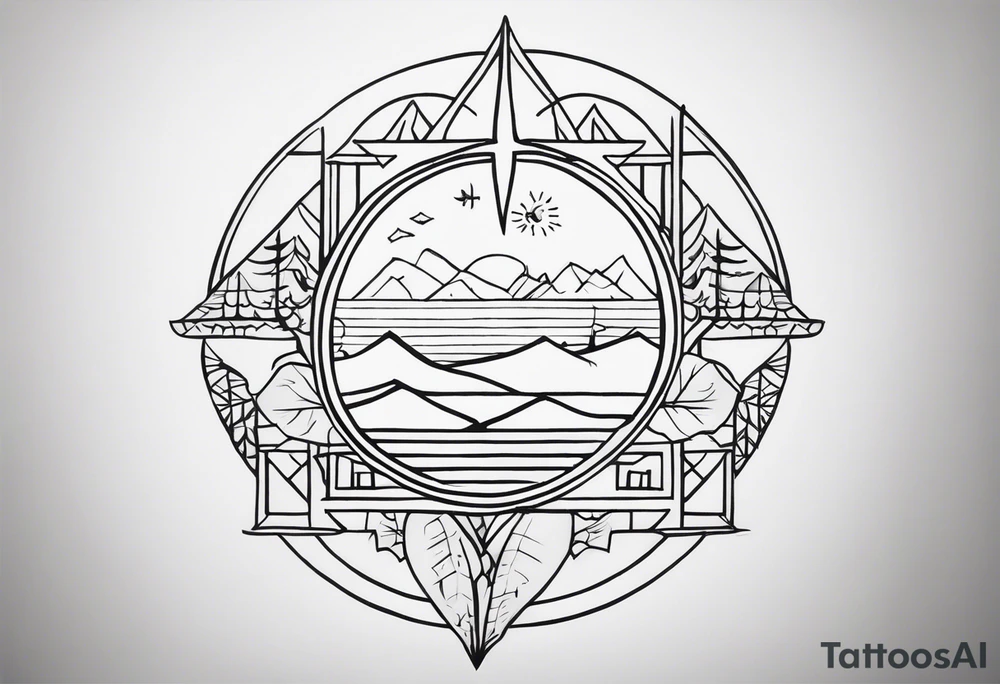 a minimalistic, very small, fine line tattoo symbolizing my love to travel the world and explore new cultures while also including a symbol of my roots, my family and friends, who I am very grateful for tattoo idea