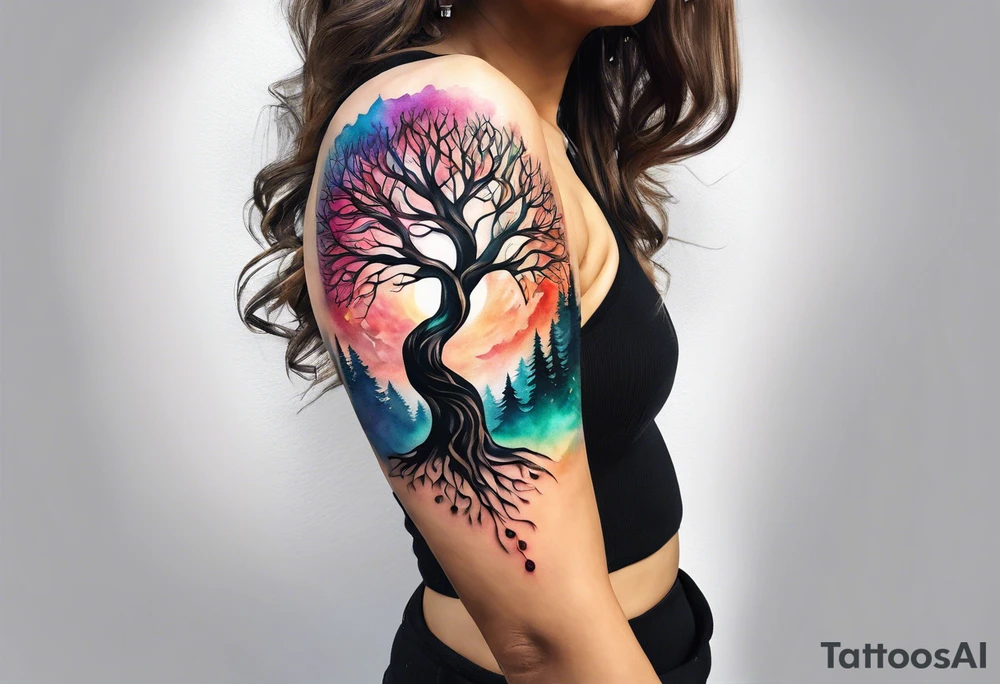 single tree of life season tattoo idea