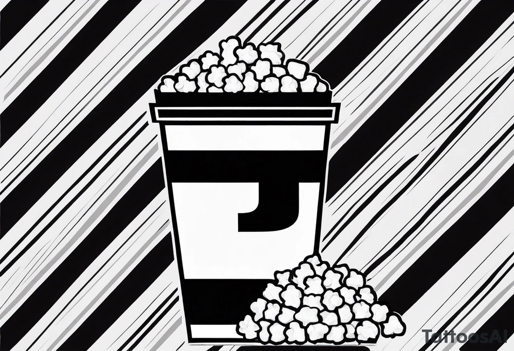 Popcorn box with vertical stripes, letter J on box tattoo idea