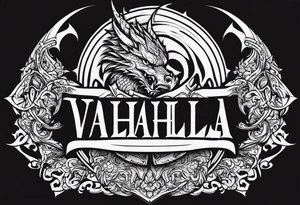 Valhalla sword shield dragon axe tattoo idea