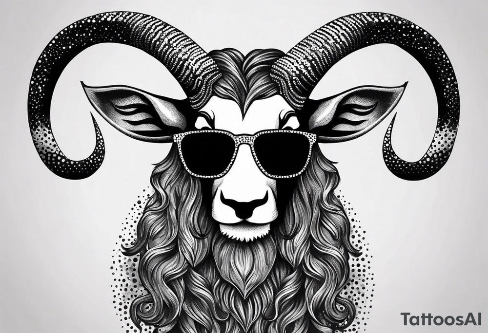 capricorn with beard and sunglasses tattoo idea