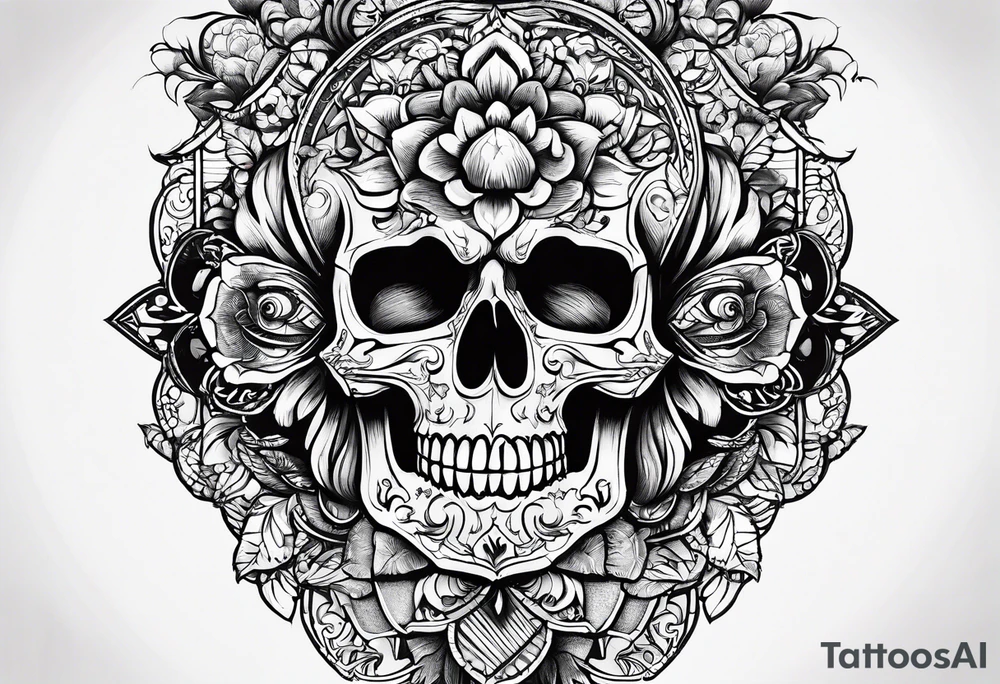 with emblem long swork and a scale tattoo idea
