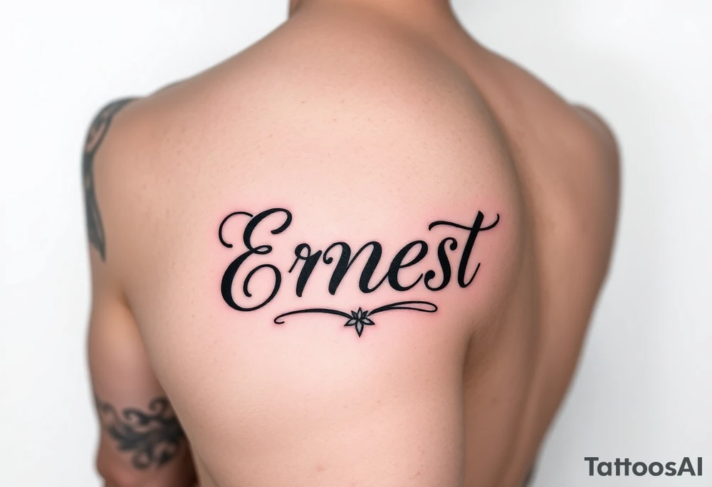 Romantic inner arm tattoo of husband name Ernest tattoo idea