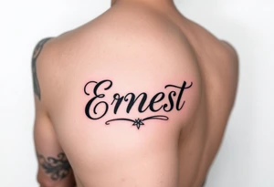 Romantic inner arm tattoo of husband name Ernest tattoo idea