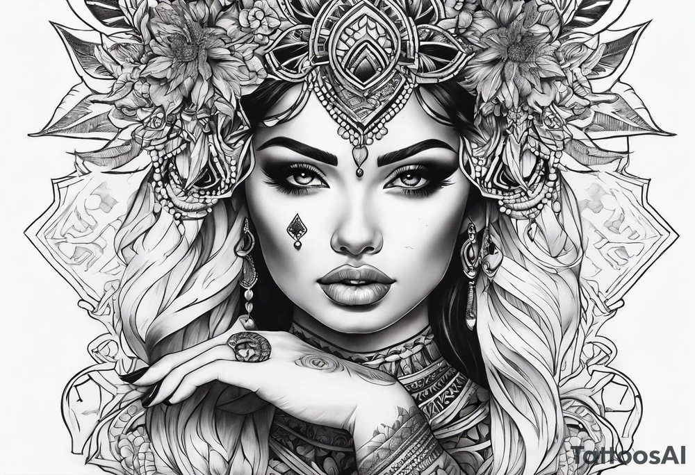 hand ghotik tattoo idea