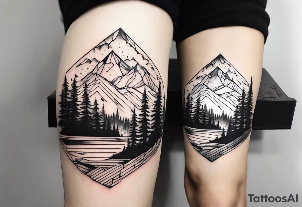 forest mountain forearm tattoo idea