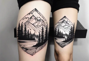 forest mountain forearm tattoo idea