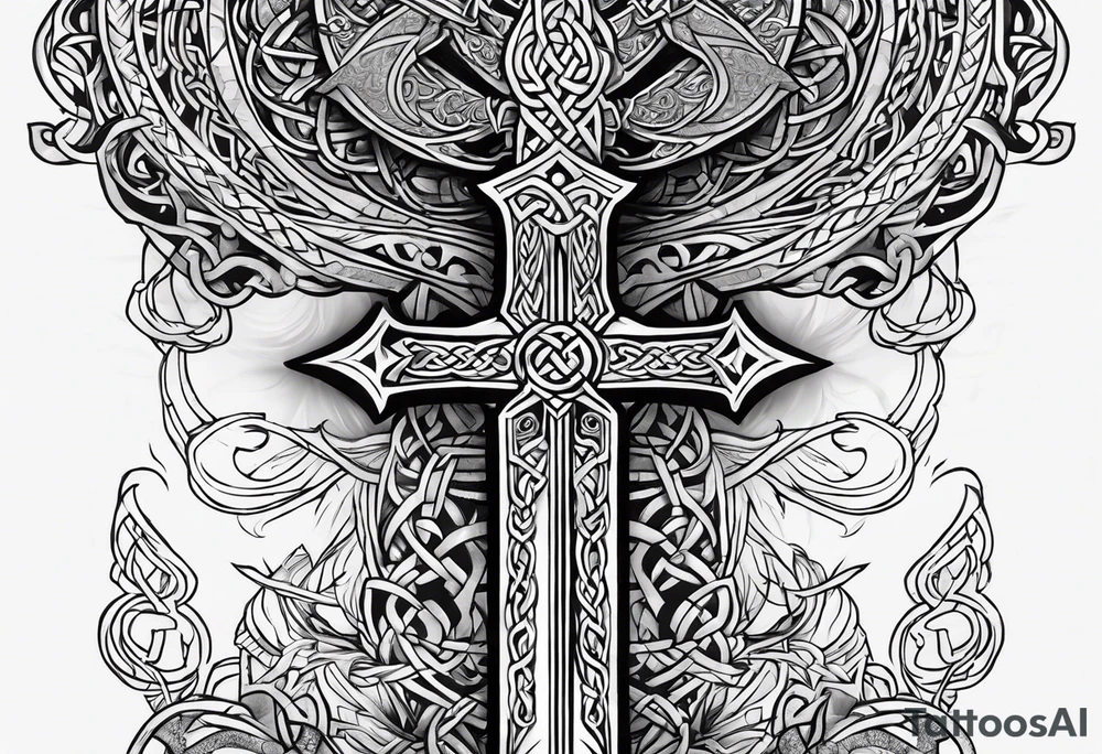 celtic mythology sword tattoo idea