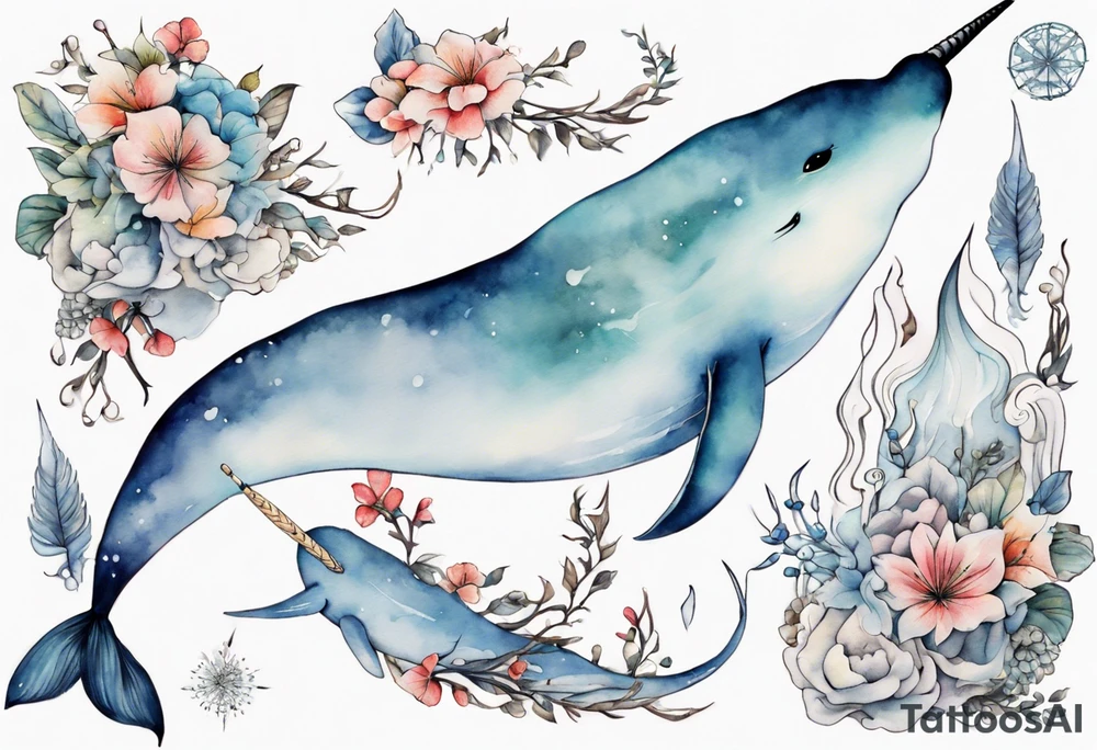a narwhal in the arctic tattoo idea