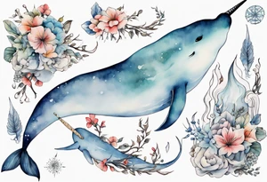 a narwhal in the arctic tattoo idea