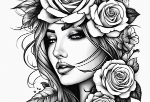 Lightning with roses around it tattoo idea