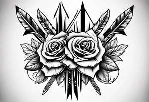 five Indian arrows going through a single rose on a forearm tattoo idea