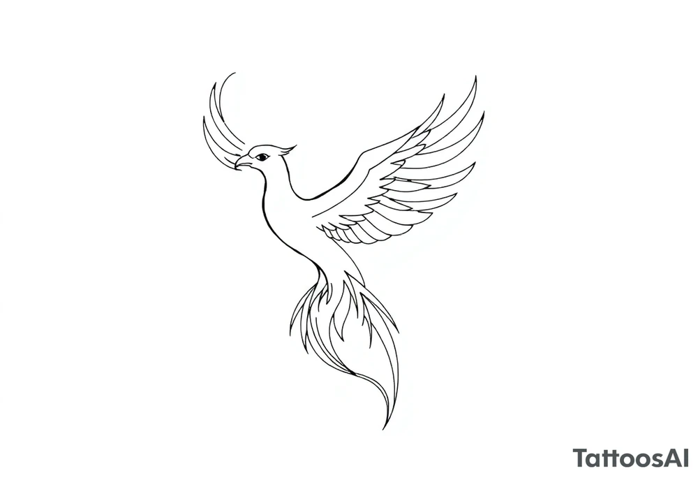 Fine line phoenix with line work tattoo idea