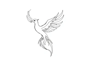 Fine line phoenix with line work tattoo idea