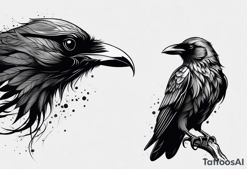 simple crow tattoo line artwork tattoo idea