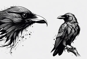 simple crow tattoo line artwork tattoo idea