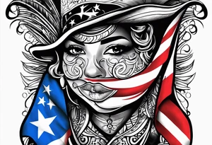 Puerto Rican tattoo with coqui wearing a Puerto Rican flag with the colors fading into black and white on the flag tattoo idea