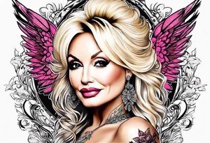 Dolly Parton with angel wings tattoo idea