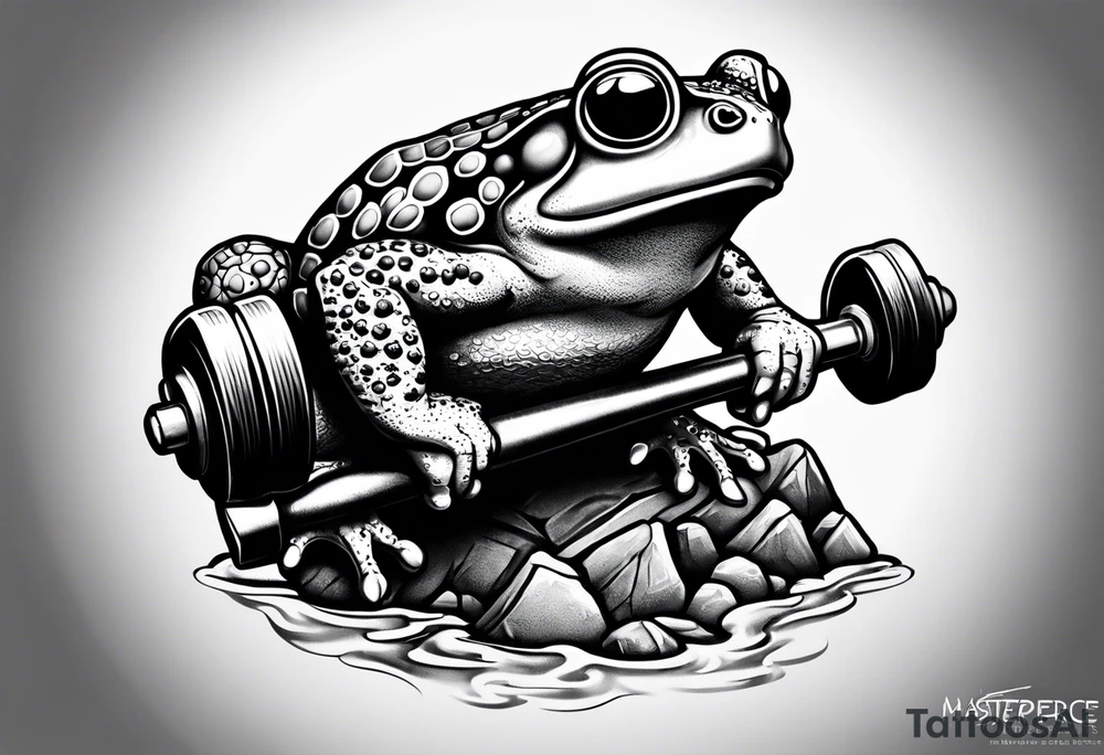 Toad lifting dumbbells tattoo idea
