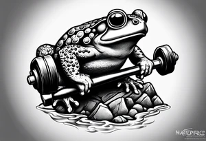 Toad lifting dumbbells tattoo idea
