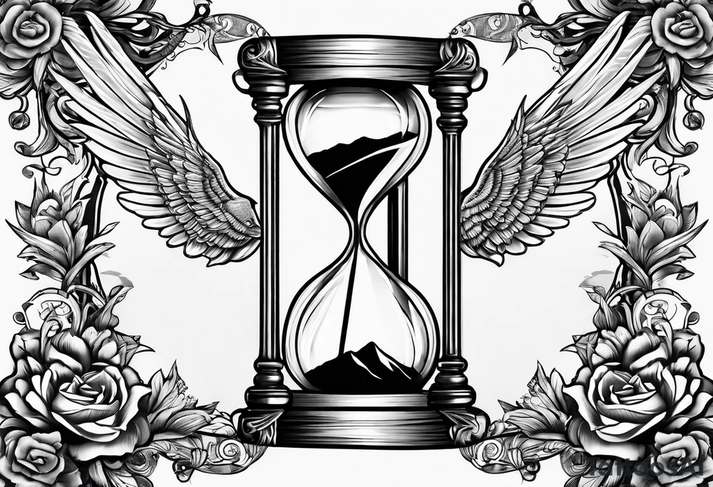 hourglass with wing carpe diem for men tattoo idea