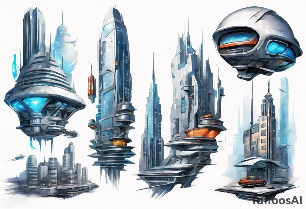 futuristic city by greg rutkowski tattoo idea