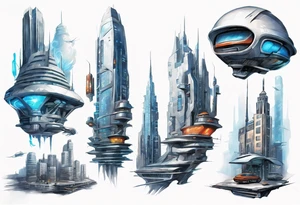 futuristic city by greg rutkowski tattoo idea