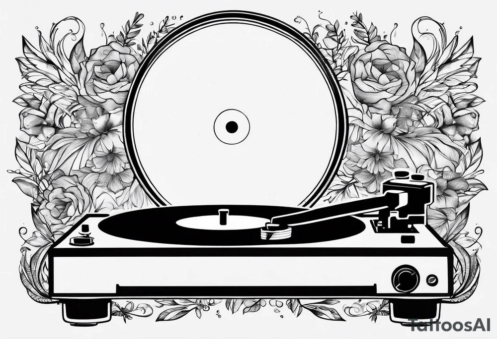 Recordplayer minimalistic in 2D tattoo idea