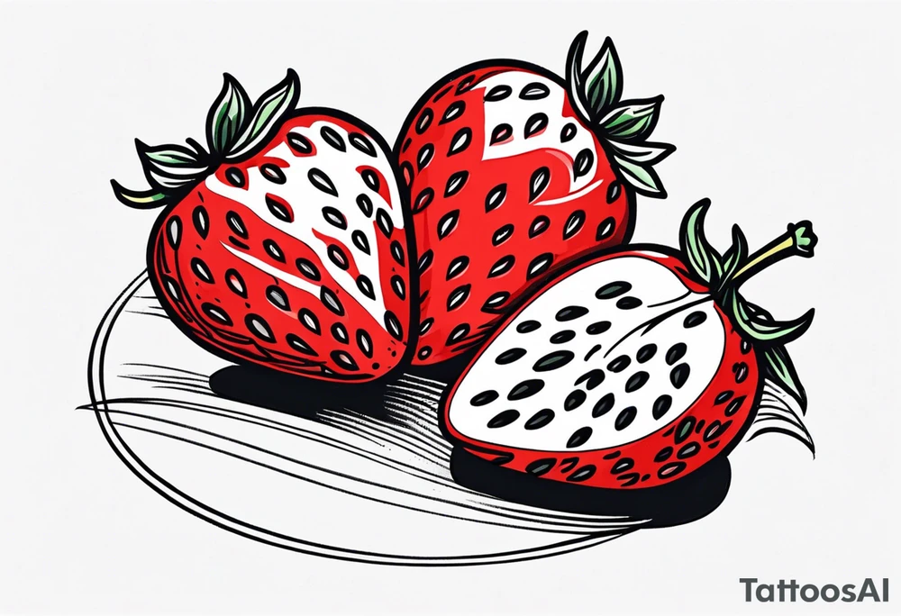 Line drawing Strawberry tattoo idea