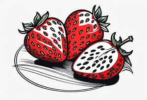 Line drawing Strawberry tattoo idea
