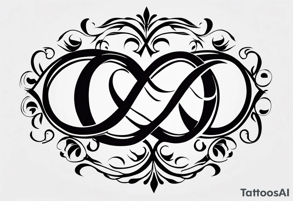 Infinity Symbol with Initials: Incorporate the infinity symbol, with the couple’s initials intertwined within the loop. This design can be exclusively in black or with a touch of red on the initials. tattoo idea