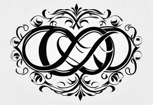 Infinity Symbol with Initials: Incorporate the infinity symbol, with the couple’s initials intertwined within the loop. This design can be exclusively in black or with a touch of red on the initials. tattoo idea