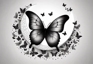 Half moon decorated with butterflies tattoo idea