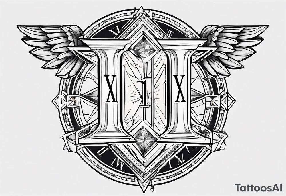 Three Roman numerals with stars ontop with the middle numeral being the tallest tattoo idea