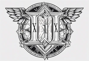 Three Roman numerals with stars ontop with the middle numeral being the tallest tattoo idea