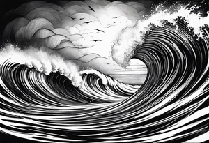 waves;  
"come what may"; outside forearm not an oval tattoo idea