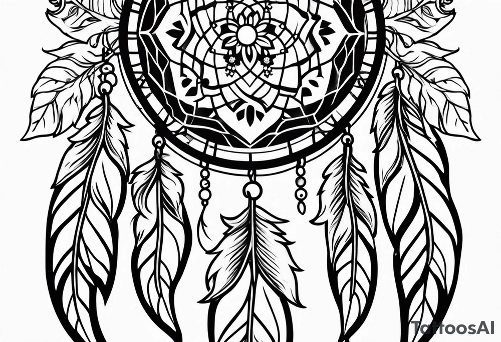 Dream catcher with flowers tattoo idea