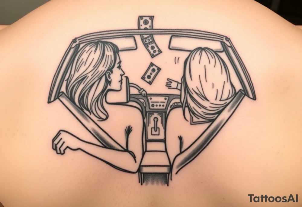 Riding in a car with my bestie money falling around us tattoo idea