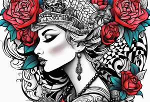 neck tattoo stencil about pain and struggle in new school or polka trash style tattoo idea