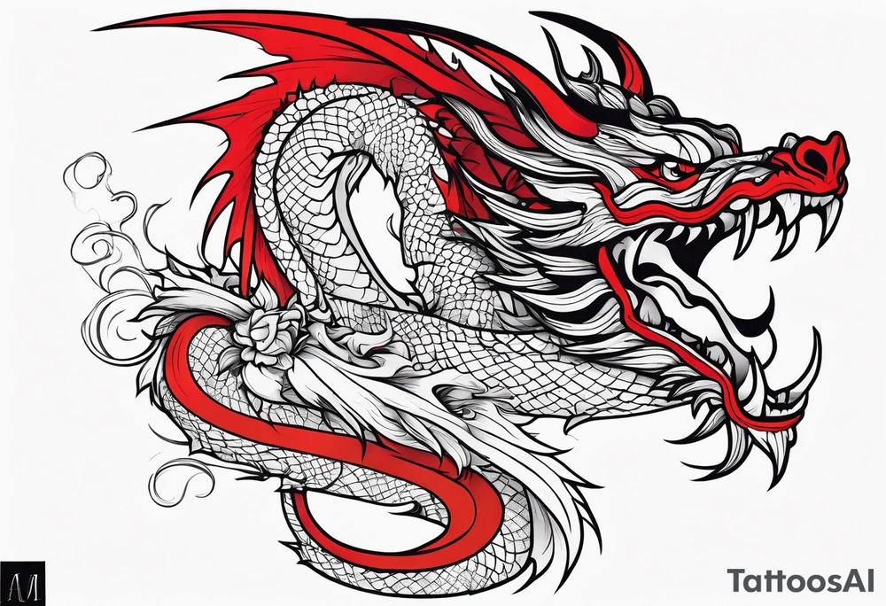 Red outline dragon tattoo for arm tattoo idea