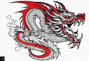 Red outline dragon tattoo for arm tattoo idea