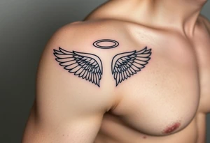 Angel wings with halo tattoo idea
